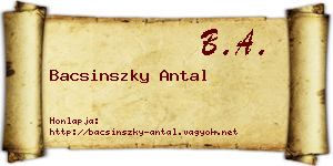 Bacsinszky Antal névjegykártya